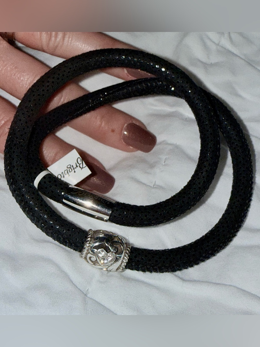 Brighton “Woodstock” Collection Black Sparkle Double Wrap Bracelet/Choker
